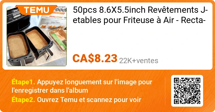 50pcs 8.6X5.5inch Revêtements Jetables pour Friteuse à Air - Rectangulaires - CA$8.23